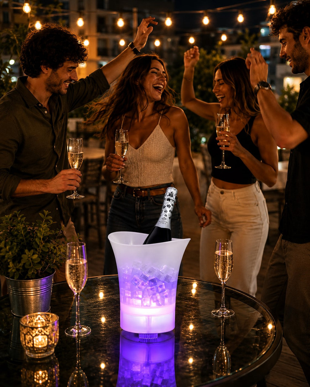 Cubitera LED con altavoz Bluetooth — La fiesta empieza aquí 🎉